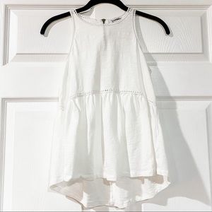 Express high-low swing tank top with eyelet detail